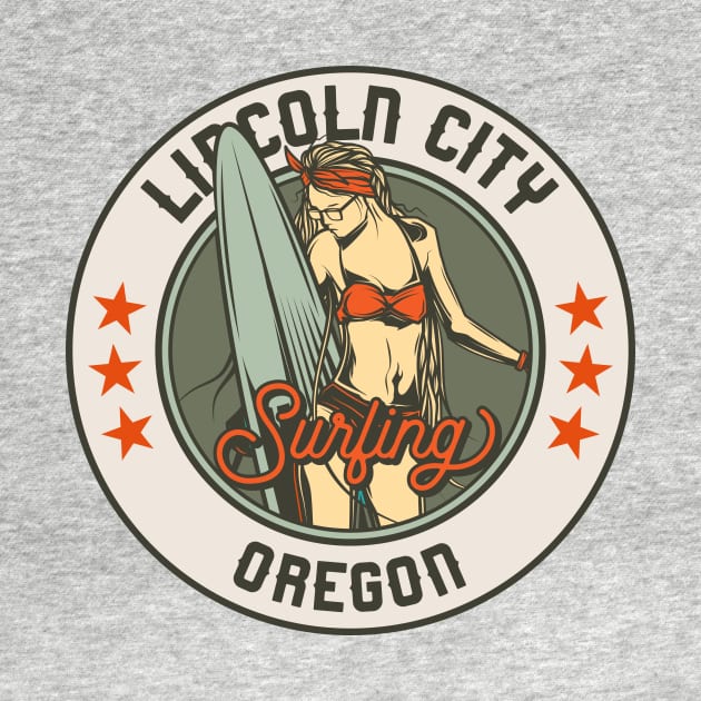 Vintage Surfing Badge for Lincoln City, Oregon by SLAG_Creative